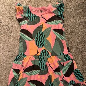 Tea collection Colorful Kids Dress with Leaf Pattern